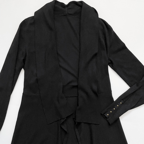 White House Black Market Black Long Sleeve Sweater Gold Buttons Size M - Picture 7 of 13